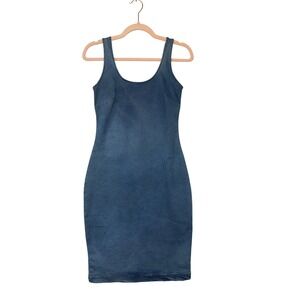 Derek Heart Womens Small Blue Denim Look Bodycon Dress Sleeveless Mini NWOT